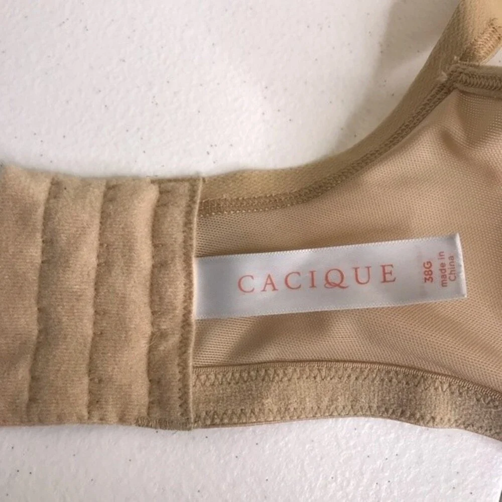 Cacique Lightly Lined Balconette Tan Beige Nude Size 38G 4D Underwire Smooth Bra
